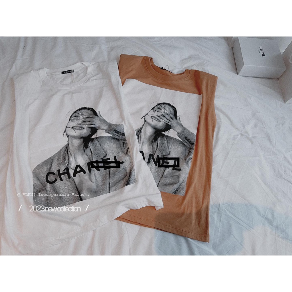 Áo thun Cha.ne.l cô gái đệm vai