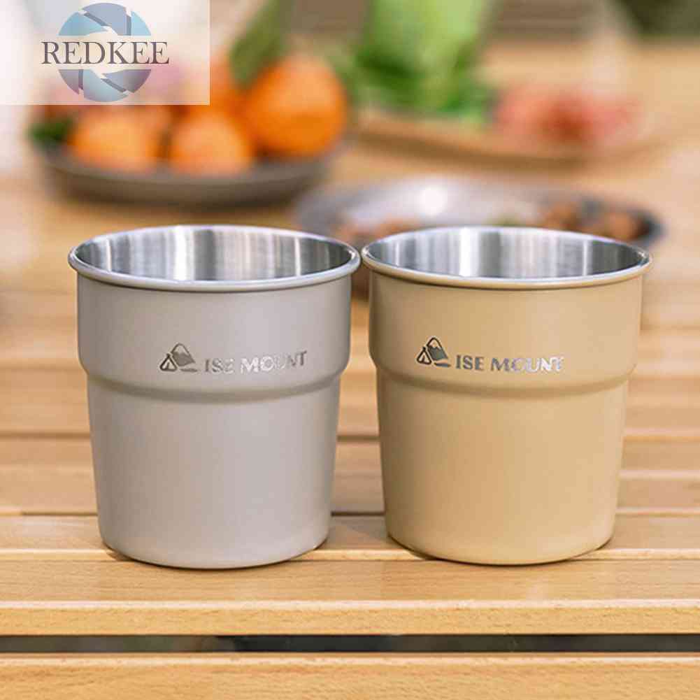 Cốc Uống Bia / Rượu Bằng Thép Không Gỉ Gọn Nhẹ 300ml Tiện Dụng Mang Theo Du Lịch Dã