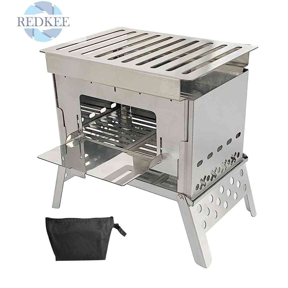 Lò Nướng BBQ Bằng Thép Không Gỉ Có Thể Gấp Gọn Tiện Dụng Khi Đi Cắm Trại