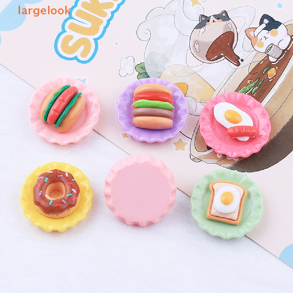 Set 2 Đĩa Đựng Thức Ăn Sáng / Bánh Mì Trứng Mini Trang Trí Nhà Búp Bê