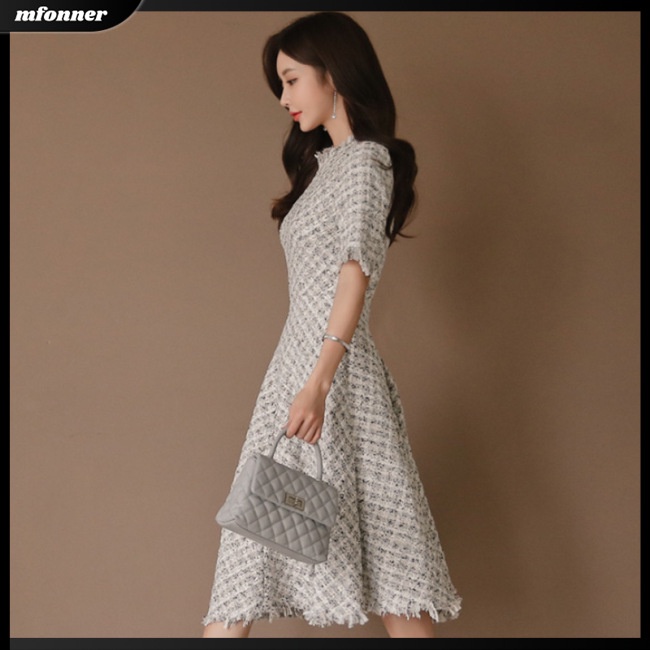 Đầm Tay Lửng Cổ Lọ Dáng Xòe Lưng Cao Cỡ Lớn Thời Trang Cho Nữ