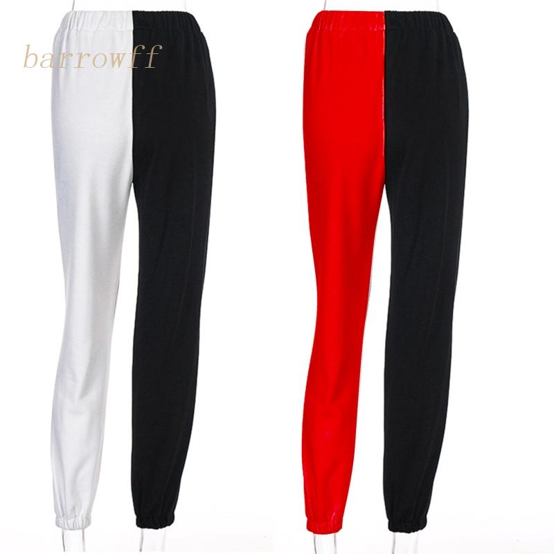 Quần Jogger Baggy Lưng Cao Dáng Rộng Co Giãn Phối Màu Cá Tính Cho Nữ