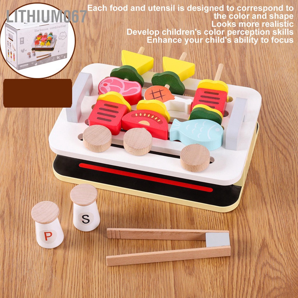 Lithium067 Gỗ Mô Phỏng Bộ Nướng Nhập Vai Trò Chơi Nấu Ăn Đồ Giả Vờ Bằng Trí Tưởng Tượng