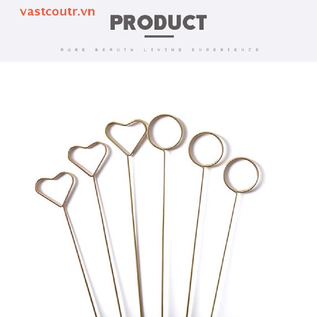 Set 10 Kẹp Giữ Thẻ Bằng Kim Loại Mạ Vàng Họa Tiết Hoa Trang Trí Tiệc