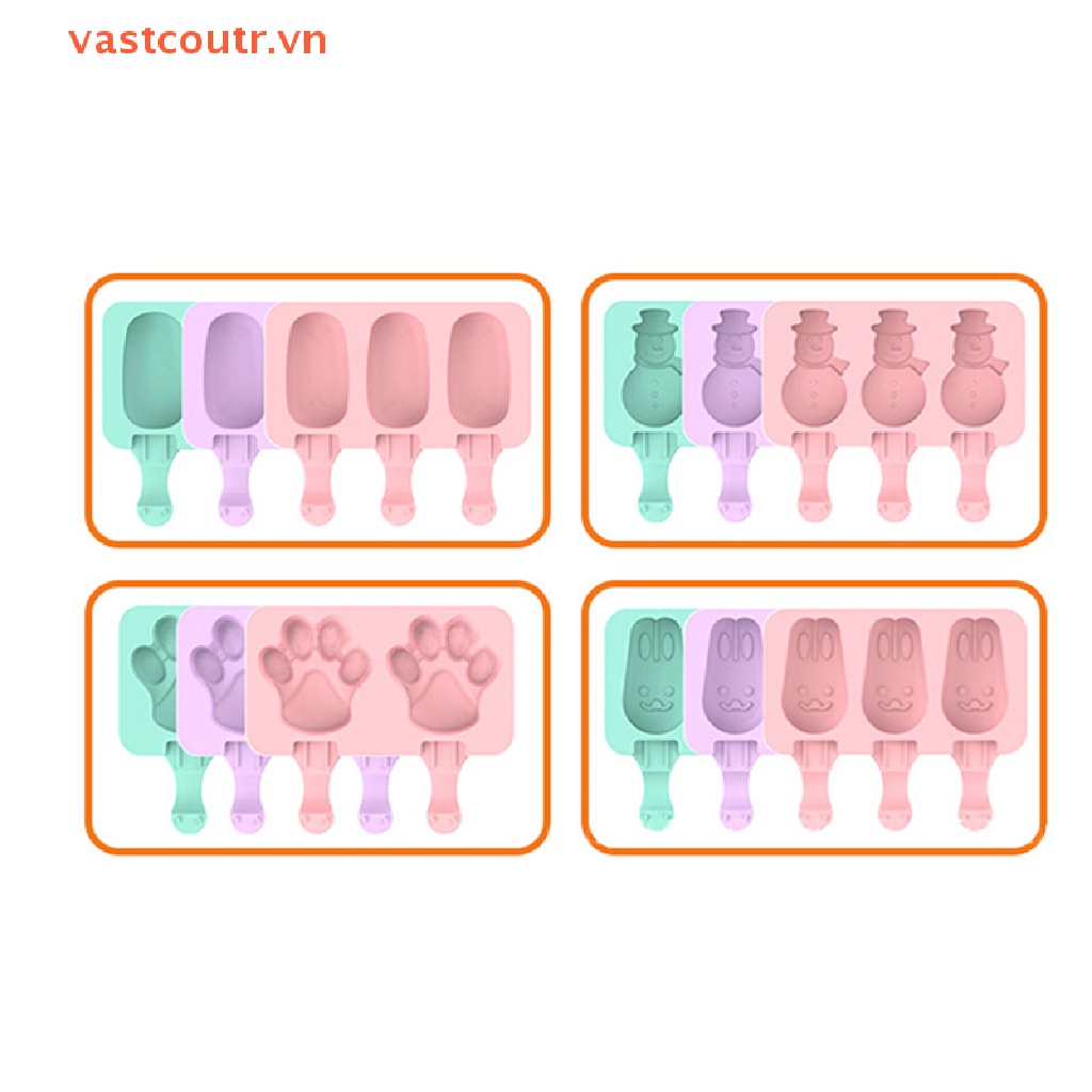 Khuôn Silicon Làm Kem Que Hình Hoạt Hình Có Thể Tái Sử Dụng