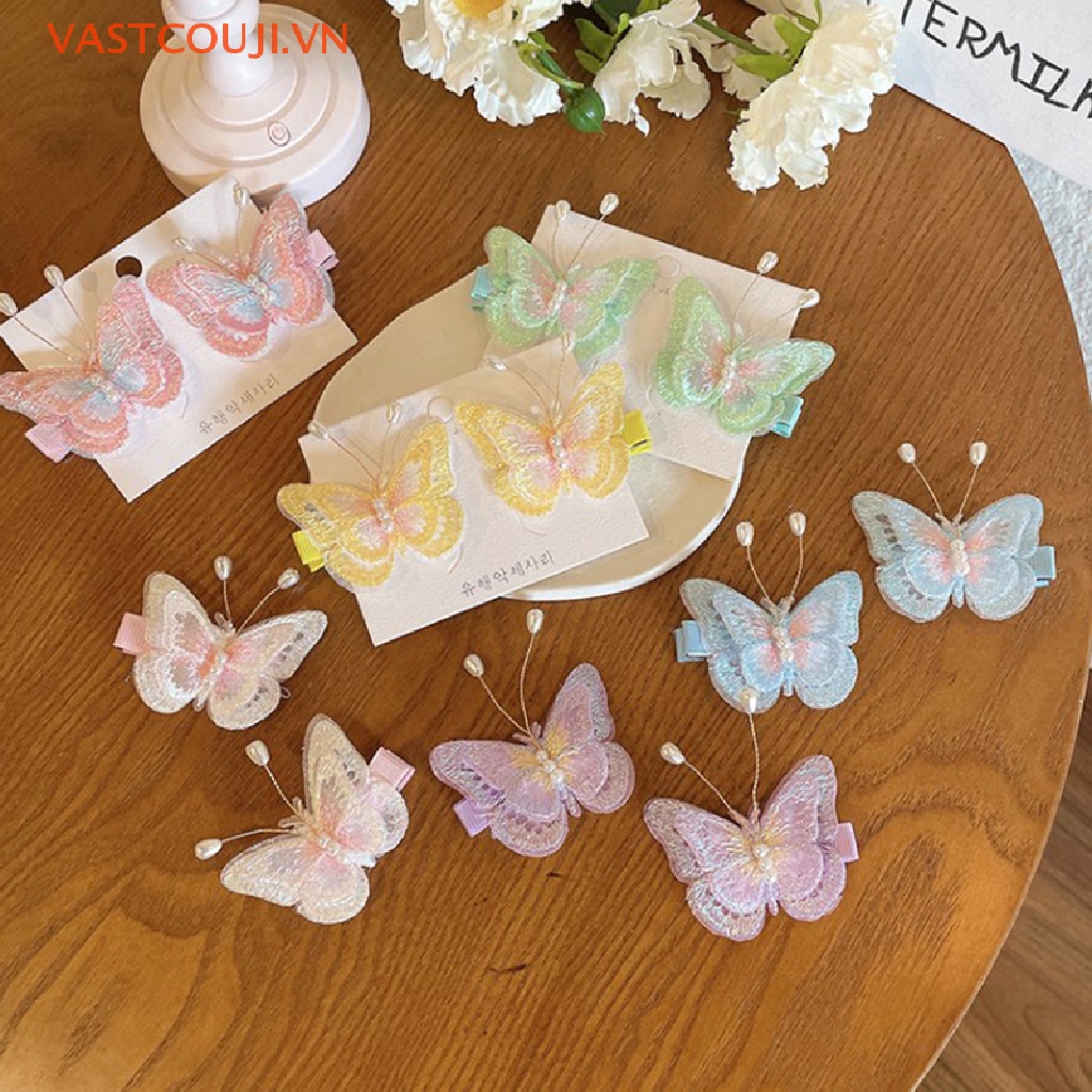 Kẹp Tóc Ba Chiều Thêu Hình Bướm Dễ Thương Cho Bé Gái