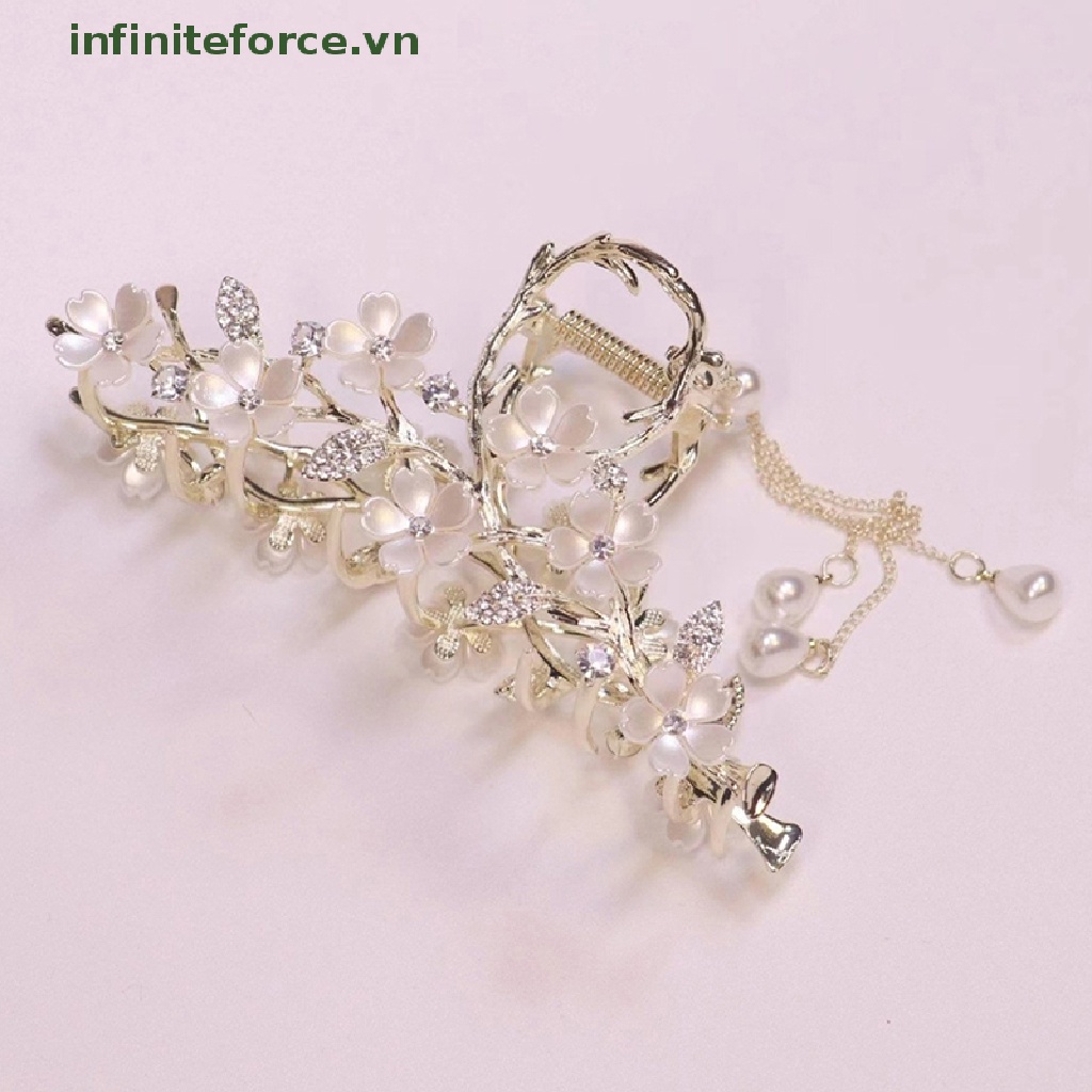 1 Kẹp Tóc Dạng Móng Vuốt Đính Ngọc Trai Dễ Thương Phong Cách Hàn Quốc Cho Nữ