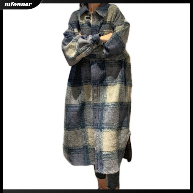 Áo Sơ Mi Caro Tay Dài Dáng Rộng Có Túi Cá Tính Trẻ Trung Cho Bạn Gái