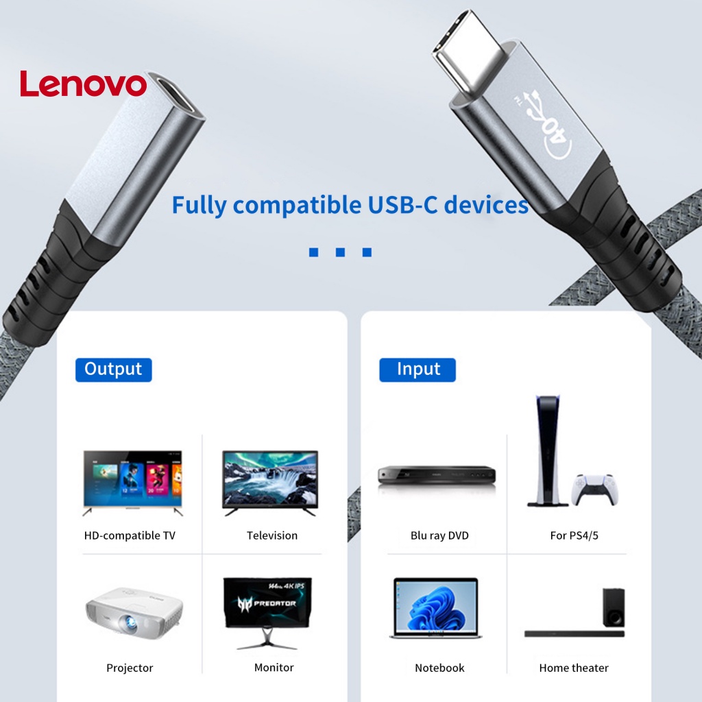 Dây Cáp Sạc Nhanh 40Gbps PD100W 8K 60Hz USB4.0 Loại C Đầu Đực - Cái Tiện Dụng