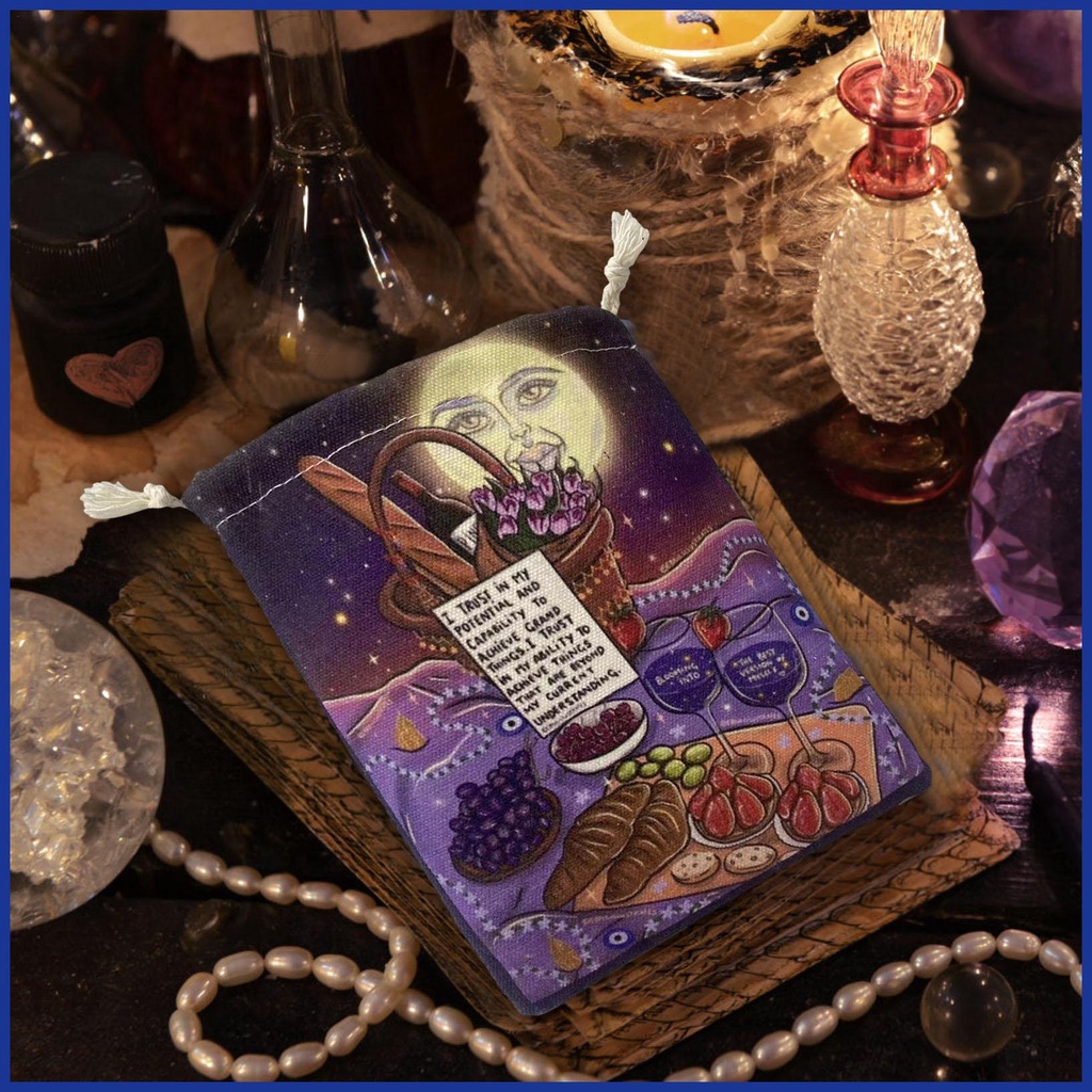 Túi Vải Đựng Bài Tarot Hình Mặt Trăng 5X7 Inch Đa Năng Tiện Dụng
