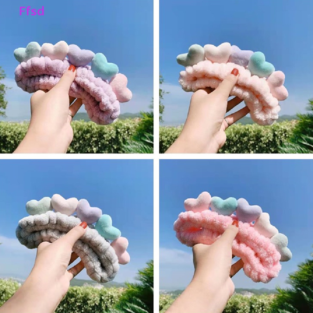 {Ffsd} Băng Đô Cài Tóc Rửa Mặt Đơn Giản Nhiều Màu Sắc Hình Trái Tim Dễ Phối Đồ Cho Nữ * Hàng Bán Chạy