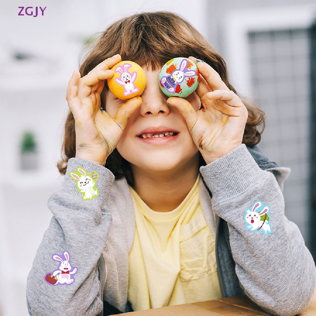 Set 16 Tấm Sticker Họa Tiết Thỏ Phục Sinh Dễ Thương Để Trang Trí Thiệp Mới