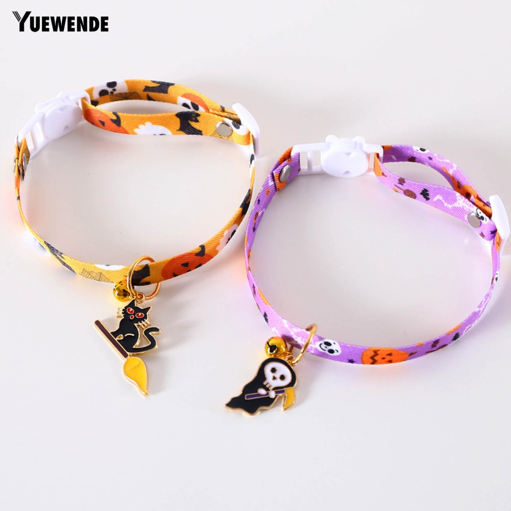 Vòng Cổ Gắn Chuông Họa Tiết Ma Bí Ngô Có Thể Điều Chỉnh Trang Trí Lễ Hội Cho Thú Cưng