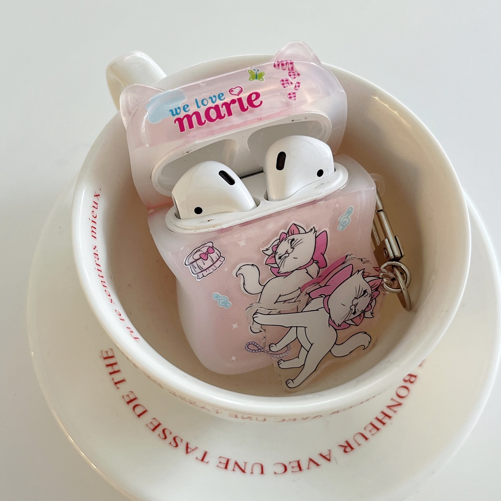 Vỏ Bảo Vệ Hộp Sạc Tai Nghe Bluetooth Airpods 1 / 2 / Pro / 3 Generation Pro2 Hình Tai Mèo Màu Hồng Dễ Thương