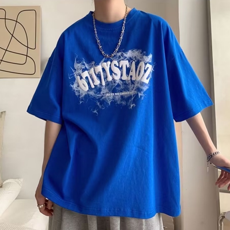 Áo Thun Tay Ngắn Dáng Rộng In Chữ Phong Cách Hàn Quốc Thời Trang Cho Nam Size M-5XL