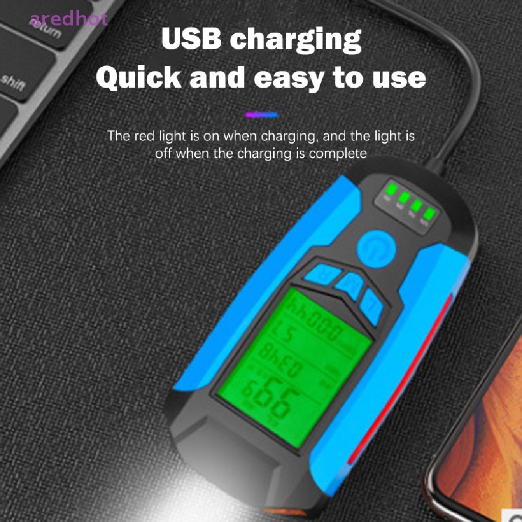 Đồng Hồ Đo Tốc Độ 5 Trong 1 Sạc USB Có Màn Hình LCD Chống Thấm Nước Dành Cho Xe Đạp Mới