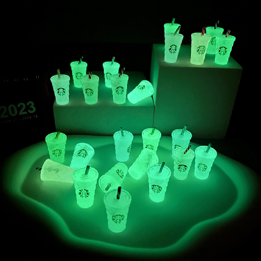 Set 2 Cốc Nước Dạ Quang Bằng Nhựa Resin Thu Nhỏ Dùng Để Trang Trí