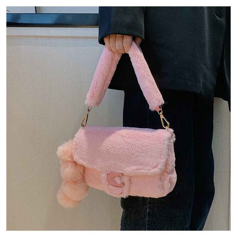 Túi Đeo Chéo Vai Hình Vuông Nhỏ Phủ Lông Thời Trang Thu Đông Dành Cho Nữ