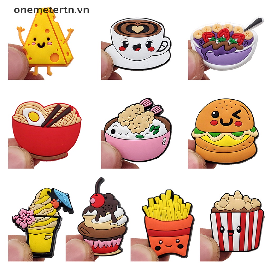 Onemetertn Set 5 Kẹp Khóa Giày Dép Đi Trong Nhà Hình Hamburger Vui Nhộn DIY