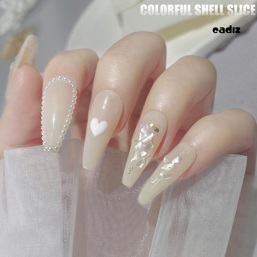 1 Hộp Vỏ Sò Tự Nhiên Siêu Mỏng Trang Trí Móng Tay Chống Rơi DIY