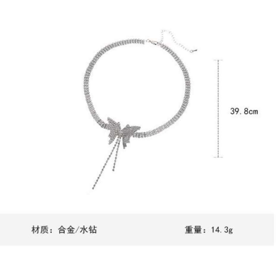 Vòng cổ AHELLOGIRL dáng dài mặt bướm đính đá thời trang cho nữ