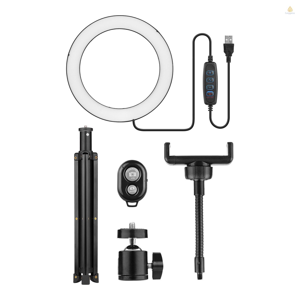 Vòng Đèn LED 8.6 Inch / 22cm Đường Kính 3000-6000K Bi 10 Cấp Độ Kèm Giá Đỡ Điều Khiển Từ Xa Bằng Hợp Kim Nhôm