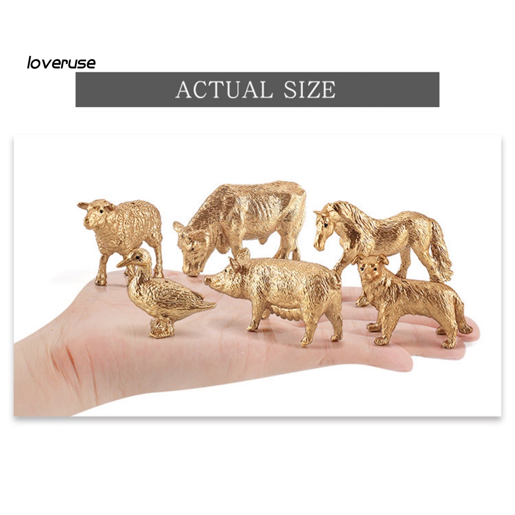 Set 12 Tượng Động Vật Màu Sắc Vàng Dùng Để Trang Trí