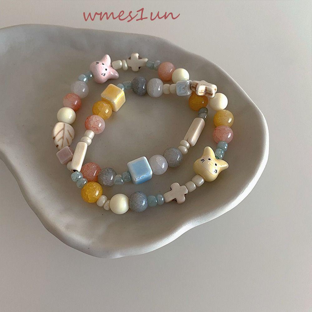 Vòng Tay Mặt Gốm Sứ WMES15H Thiết Kế Hình Học Đơn Giản Thời Trang Vintage