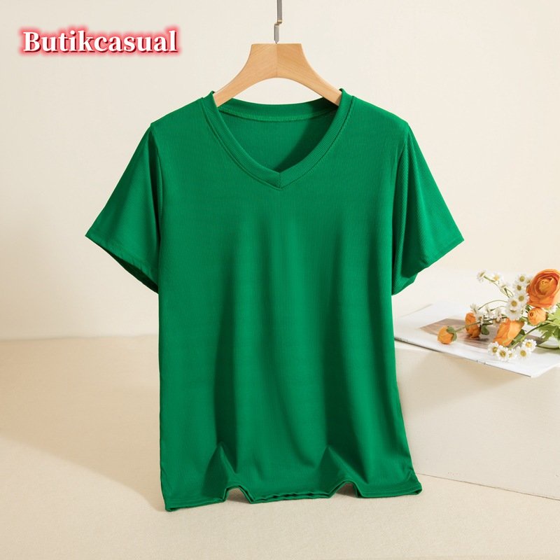 Áo Thun cotton Tay Ngắn Cổ Tròn Dáng Rộng Thời Trang Mùa Hè 2023 Cho Nữ