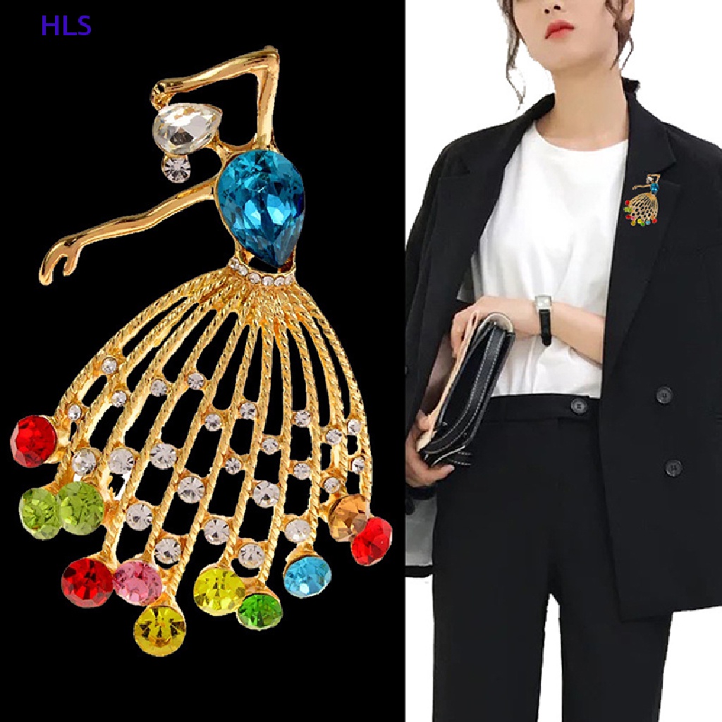 Ghim Cài Áo Hình Cô Gái Múa Ba Lê Đính Đá Nhiều Màu Dễ Thương