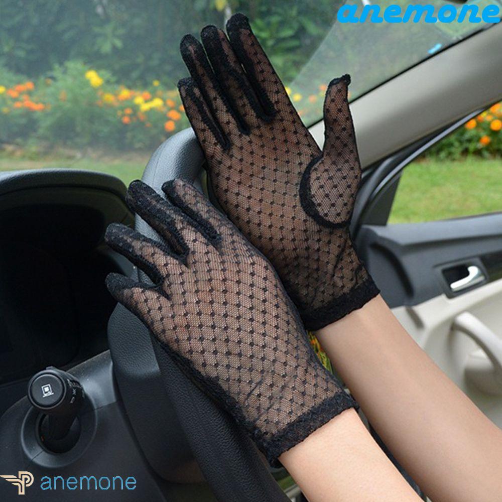 Găng Tay Lái Xe Phối Ren Lưới Thoáng Khí Chống Nắng Cho Nữ
