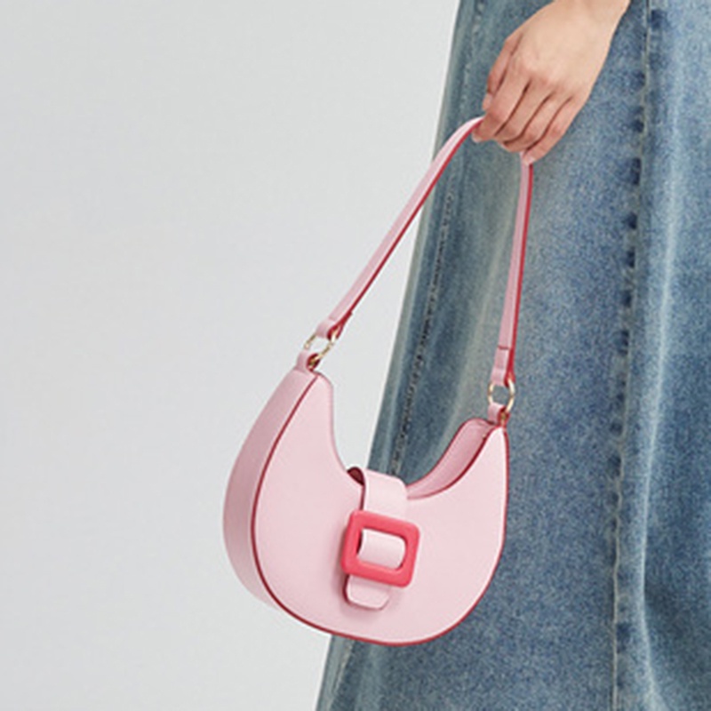 Ielgy Túi đeo dưới cánh tay Màu Hồng Tương Phản Thời Trang Nhật Hàn Cho Nữ
