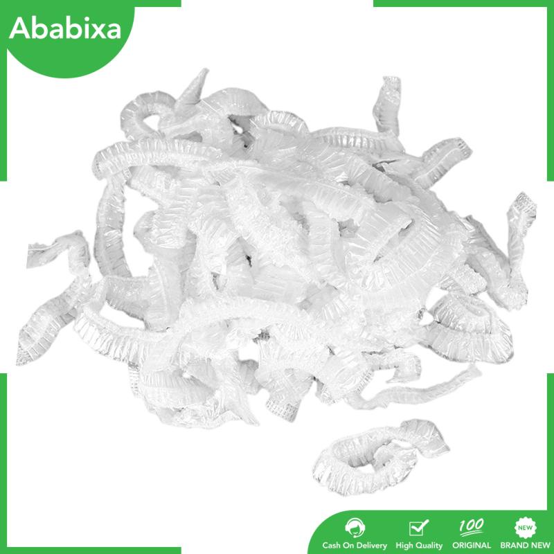 Set 100 Mũ Tắm Trùm Đầu Màu Trắng Trơn Kích Thước Lớn Chống Nước Dùng Một Lần Cho Nam Nữ