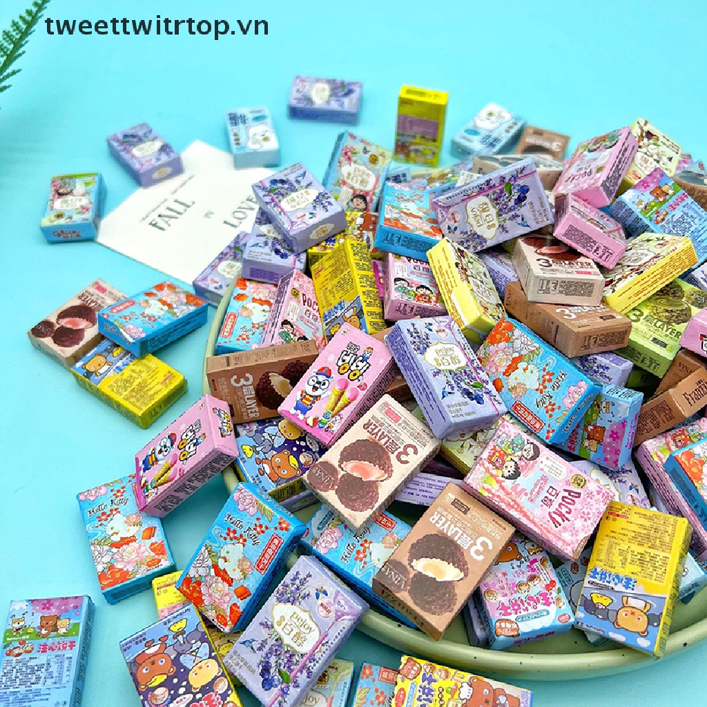 Set 10 Hộp Đựng Kem / Thức Ăn Vặt Mini Tỉ Lệ 1 / 12 Trang Trí Nhà Búp Bê