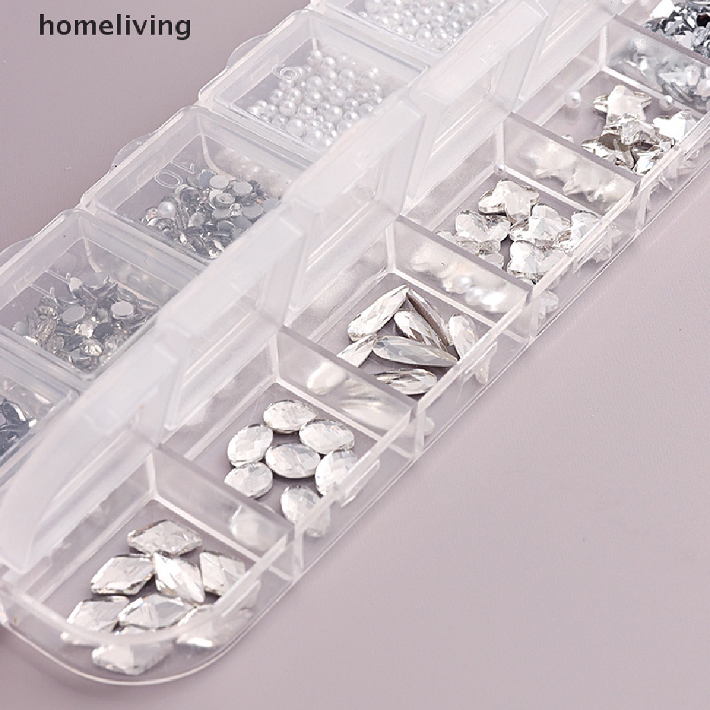 Hộp 12 Kích Cỡ AB / Đầy Màu Sắc Đính Kim Cương Pha Lê