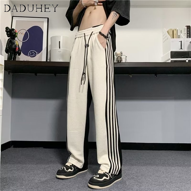 DaDuHey Men's 2023 New Korean Style Trendy Casual Pants Summer Thin Fashionable Loose All-Match Jogger Pants