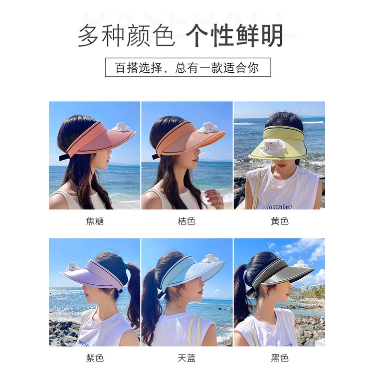 Mũ Chống Nắng Mùa Hè Chống Tia Cực Tím Rỗng Có Quạt Điều Chỉnh Được Hợp Thời Trang Cho Nữ