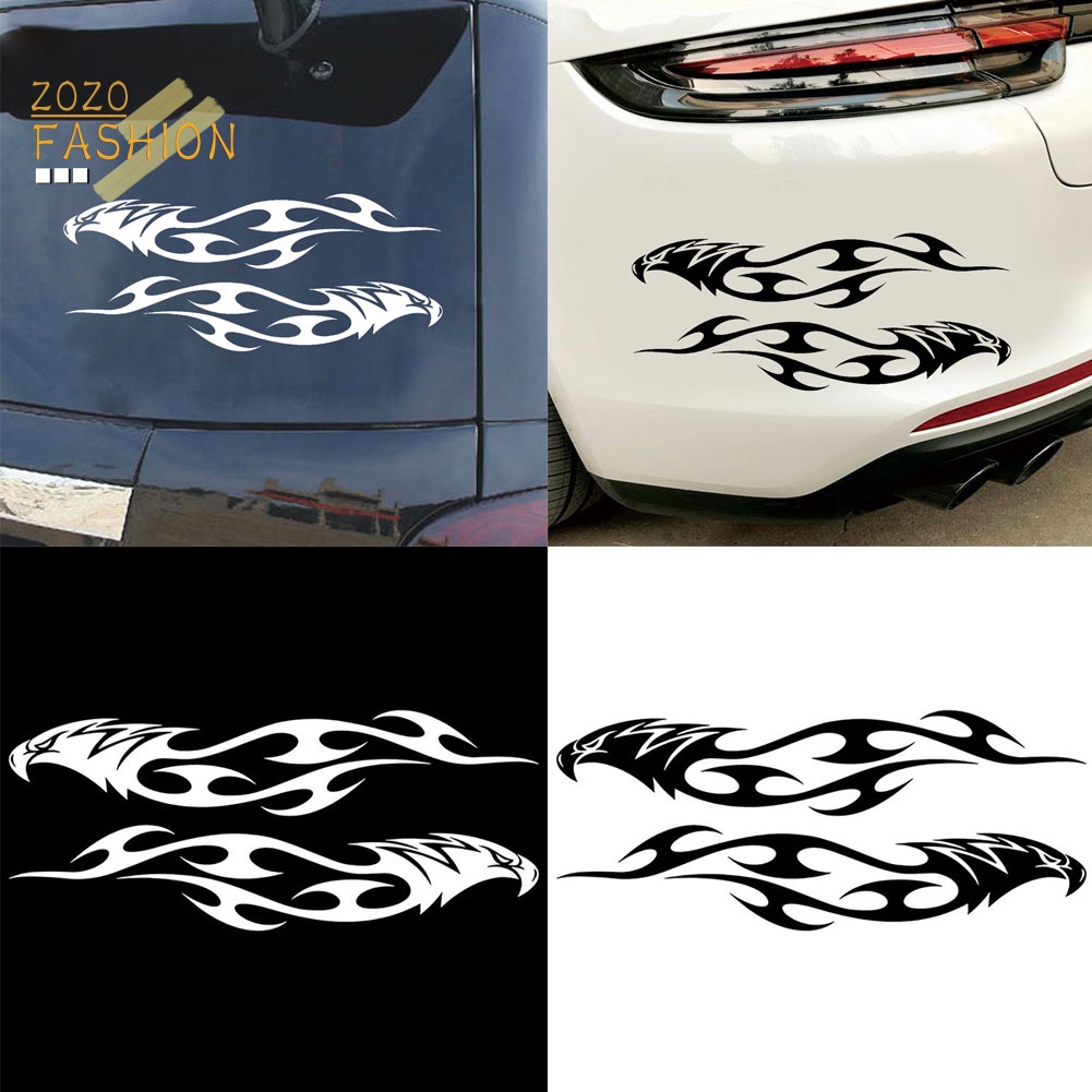 Bộ 2 Miếng Dán Phản Quang Họa Tiết Đại Bàng / Ngọn Lửa Trang Trí Xe Hơi / Xe Máy
