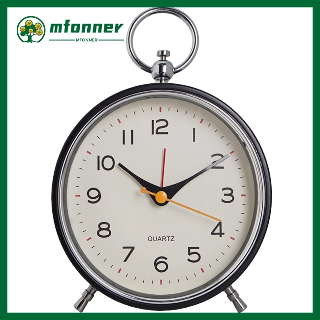 Đồng Hồ Báo Thức Để Bàn Chạy Pin Không Ồn Có Vòng Kim Loại Tiện Dụng Cho Học Sinh