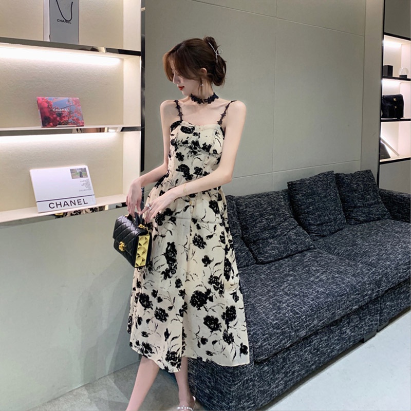 Đầm Hai Dây In Hoa Gợi Cảm Thời Trang Mùa Hè Kiểu Pháp Mới Cho Bạn Gái