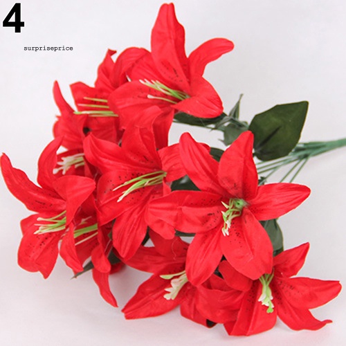 1 Bó Hoa Lily Nhân Tạo 10 Bông Trang Trí Tiệc Cưới