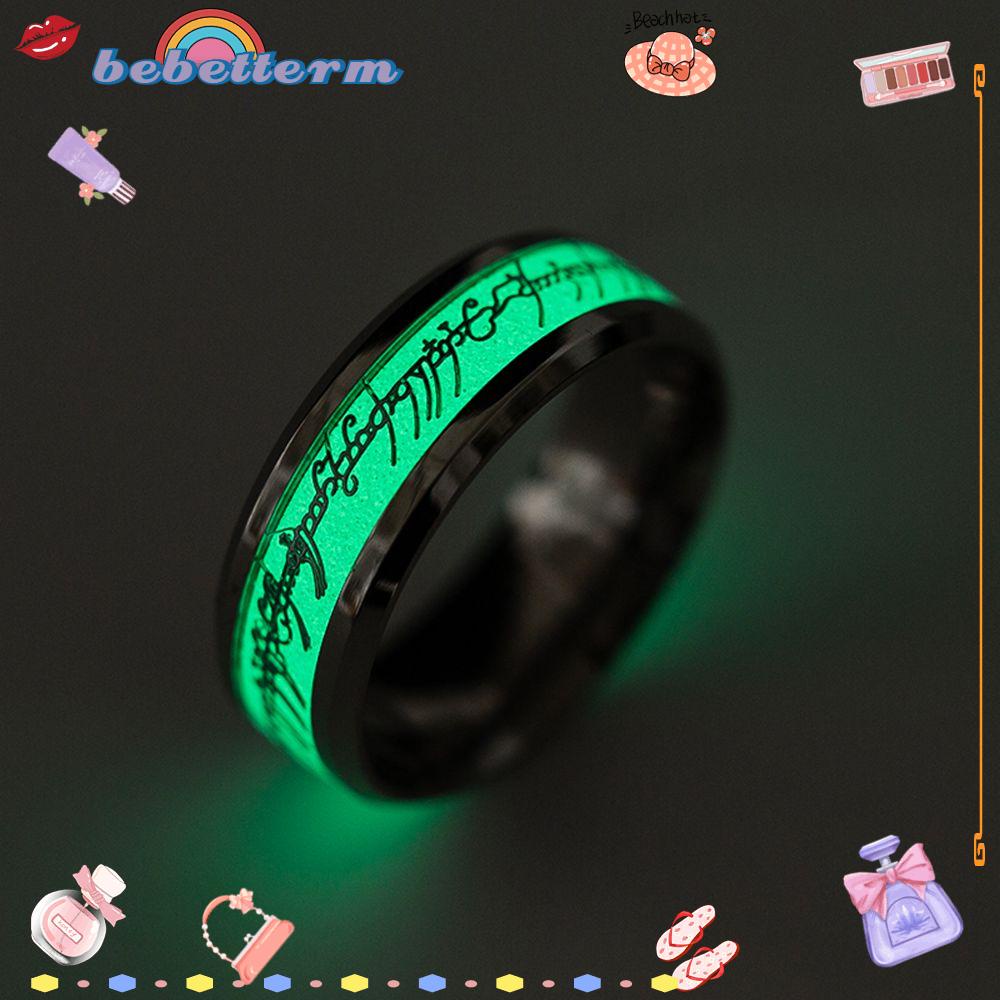 Nhẫn Phát Sáng Trong Bóng Tối Chất Liệu Thép Không Gỉ Cho Nam Nữ