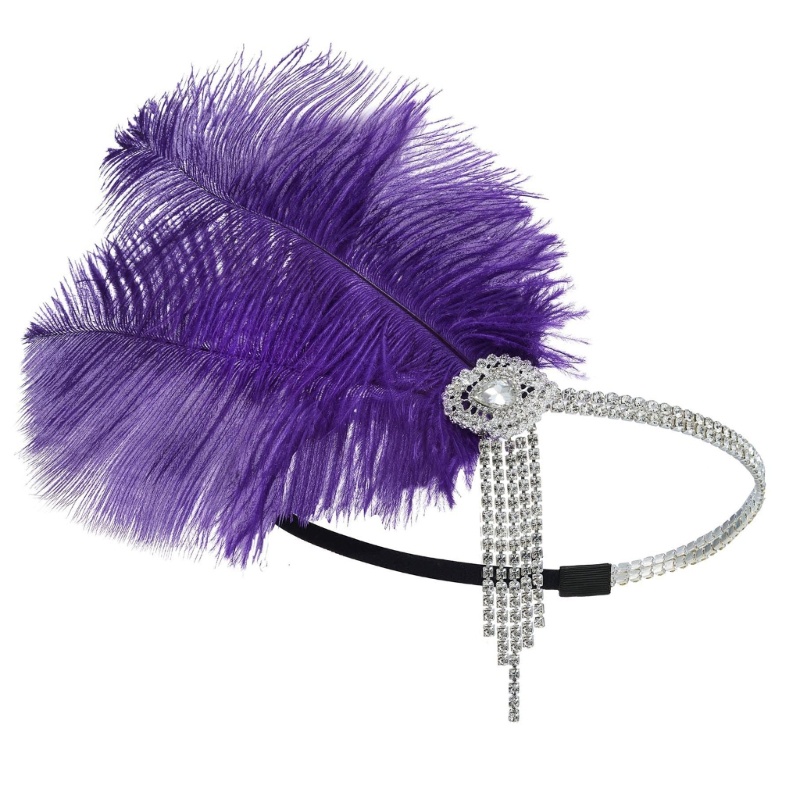 Băng Đô Cài Tóc Đính Lông Vũ Tua Rua Dành Cho Cô Dâu