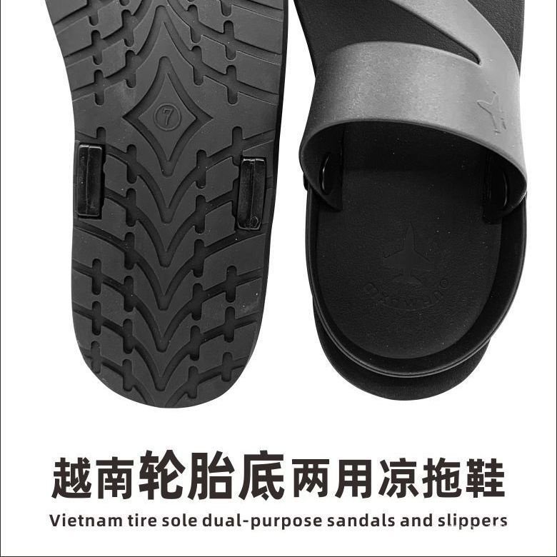 [Dép Sandal Đế Bánh Xe Chống Mài Mòn Màu Đen Thời Trang Cổ Điển Việt Nam Dành Cho Lái Xe