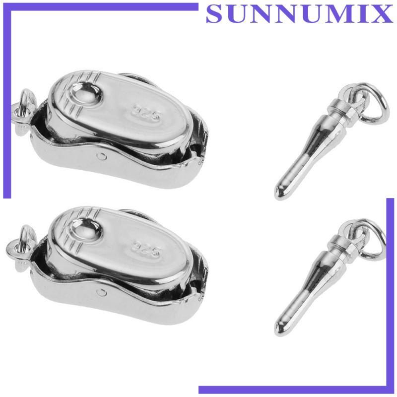 Set 2 Móc Cài Mạ Bạc 925 Dùng Làm Trang Sức Thời Trang