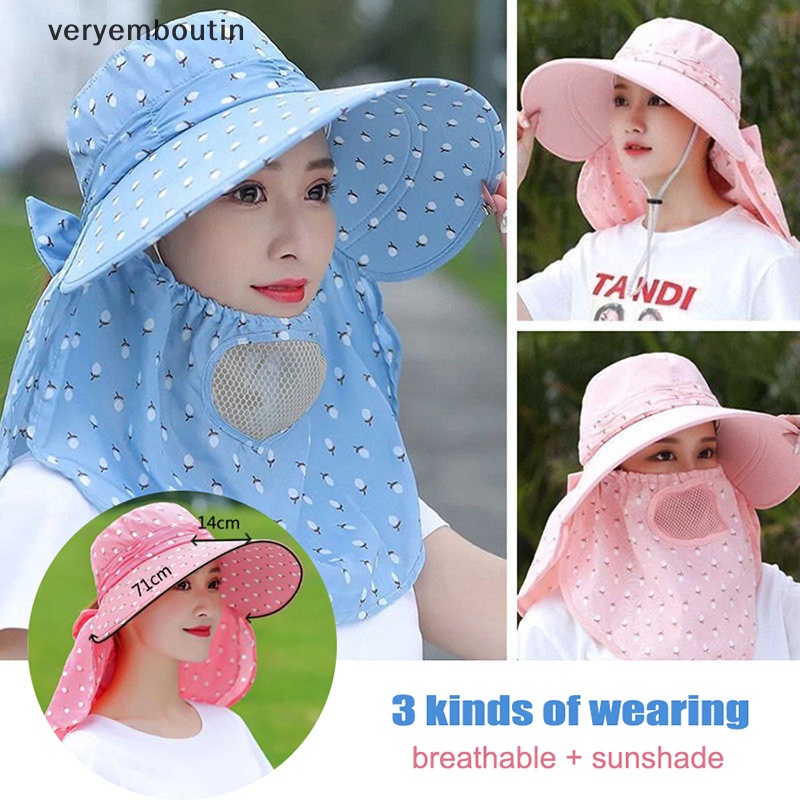 Mũ Chống Nắng Mùa Hè Thoáng Khí Che Phủ Toàn Diện Có Vành Rộng Chống Tia Cực Tím Dễ Phối Đồ Cho Nữ