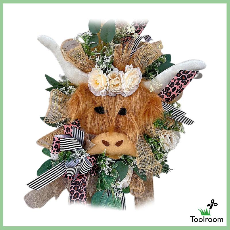 Vòng Hoa Hình Bò Treo Cửa Trước Trang Trí Kích Thước 16inch