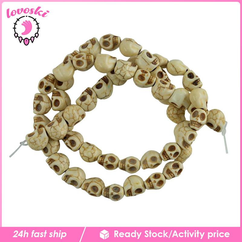 Hạt Đá Ngọc Lam Hình Đầu Lâu 1 Sợi Chạm Khắc Làm Trang Sức Thủ Công DIY