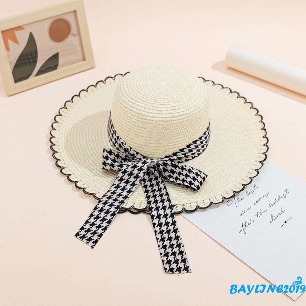 Mũ Cói Rộng Vành Thoáng Khí Đính Nơ Dễ Thương Thời Trang Đi Biển Mùa Hè Cho Nữ