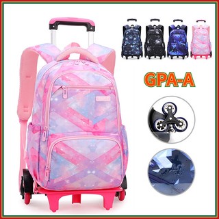Ba lô đi học có bánh xe kéo + 6 tấm kéo kích thước 17 inches tiện dụng